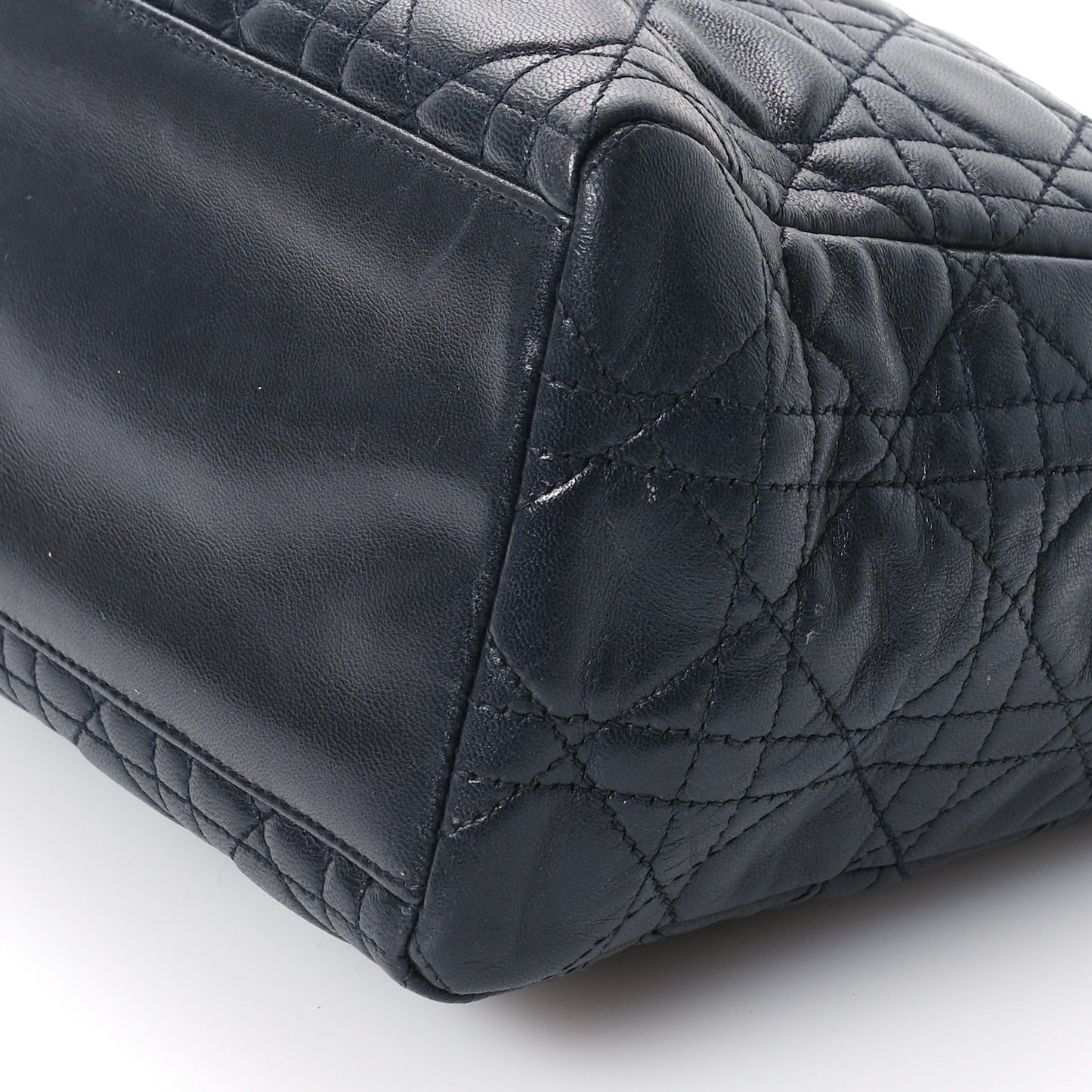 Lambskin Cannage Medium Lady Dior Navy Blue