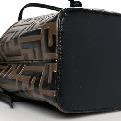 Fendi Vitello Liberty F is Fendi Bi-Color FF 1974 Embossed Mini Mon Tresor Bucket Bag Maya Black 10 of 11