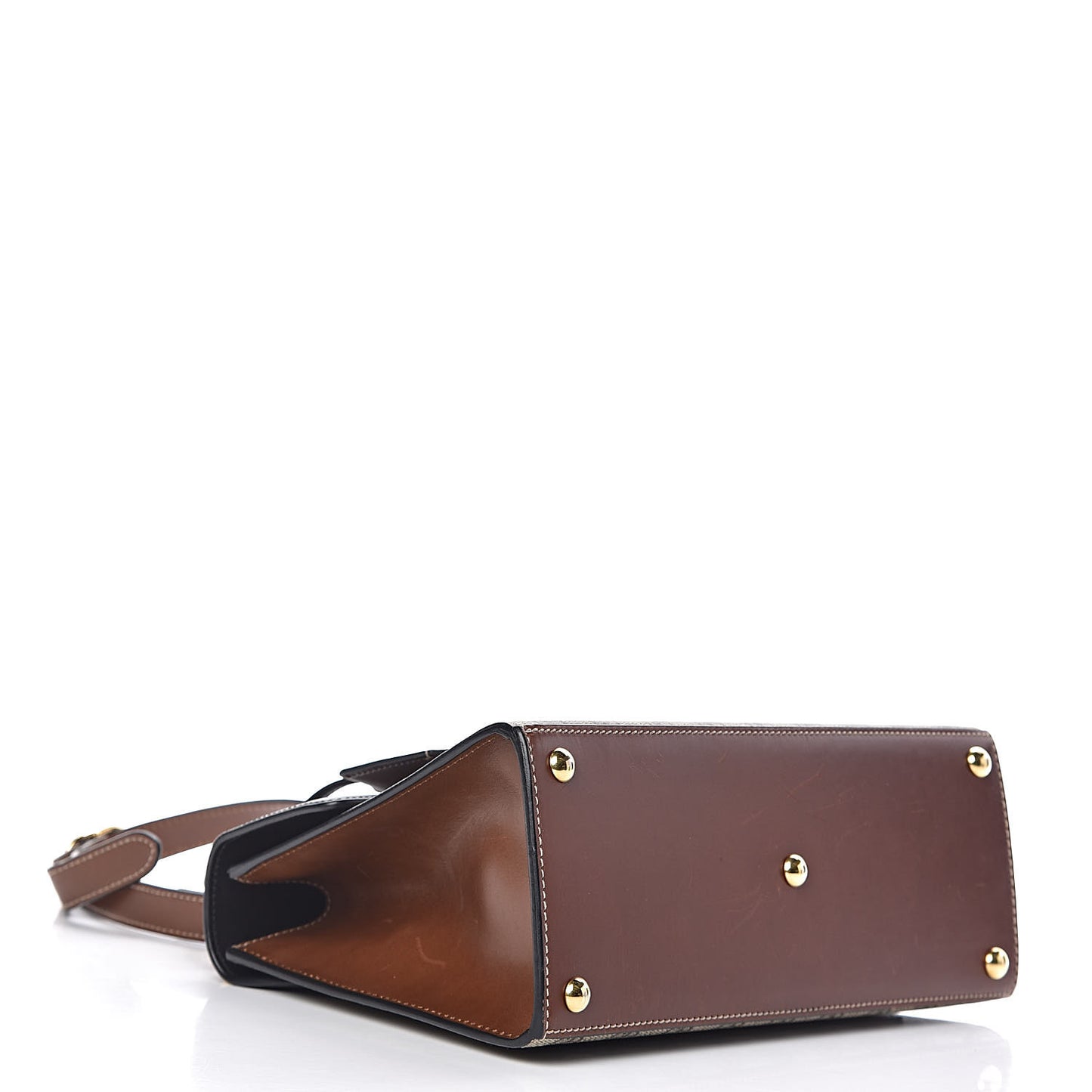 GG Supreme Monogram Calfskin Small Padlock Top Handle Bag Beige Black Cuir