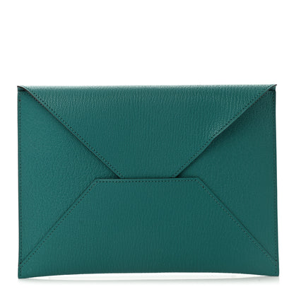 Hermes Chevre Mysore Envelope Trio Wallet Bleu Paon Lime Canopee 3 of 8