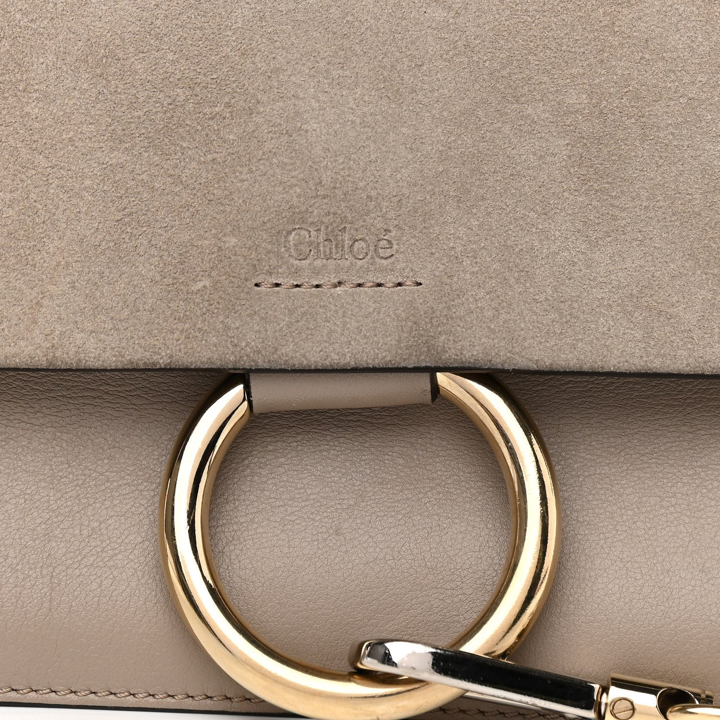 Suede Calfskin Small Faye Shoulder Bag Motty Grey