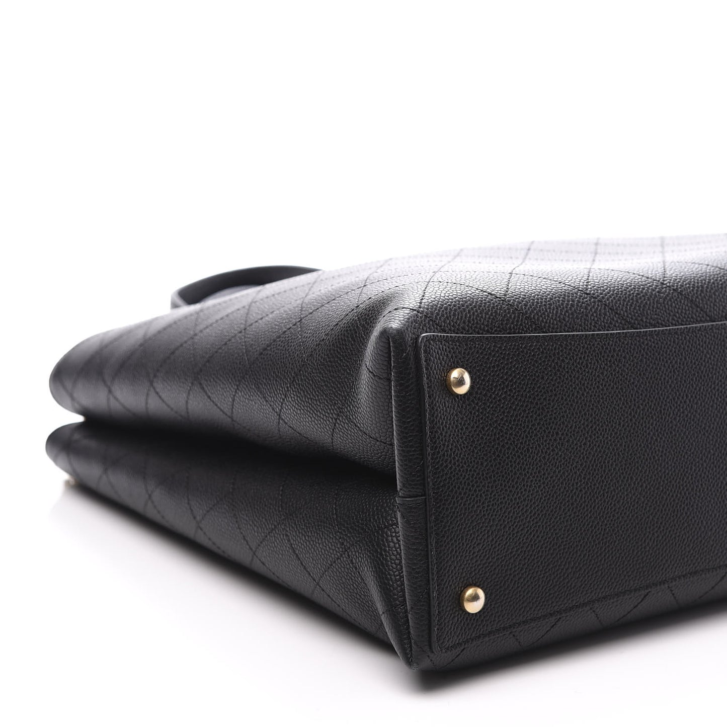 Caviar Stitched Large Shopping Tote Bag Black
