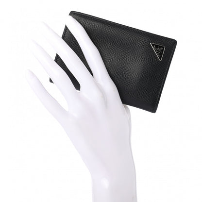 Prada Saffiano Corner Card Holder Black 2 of 7