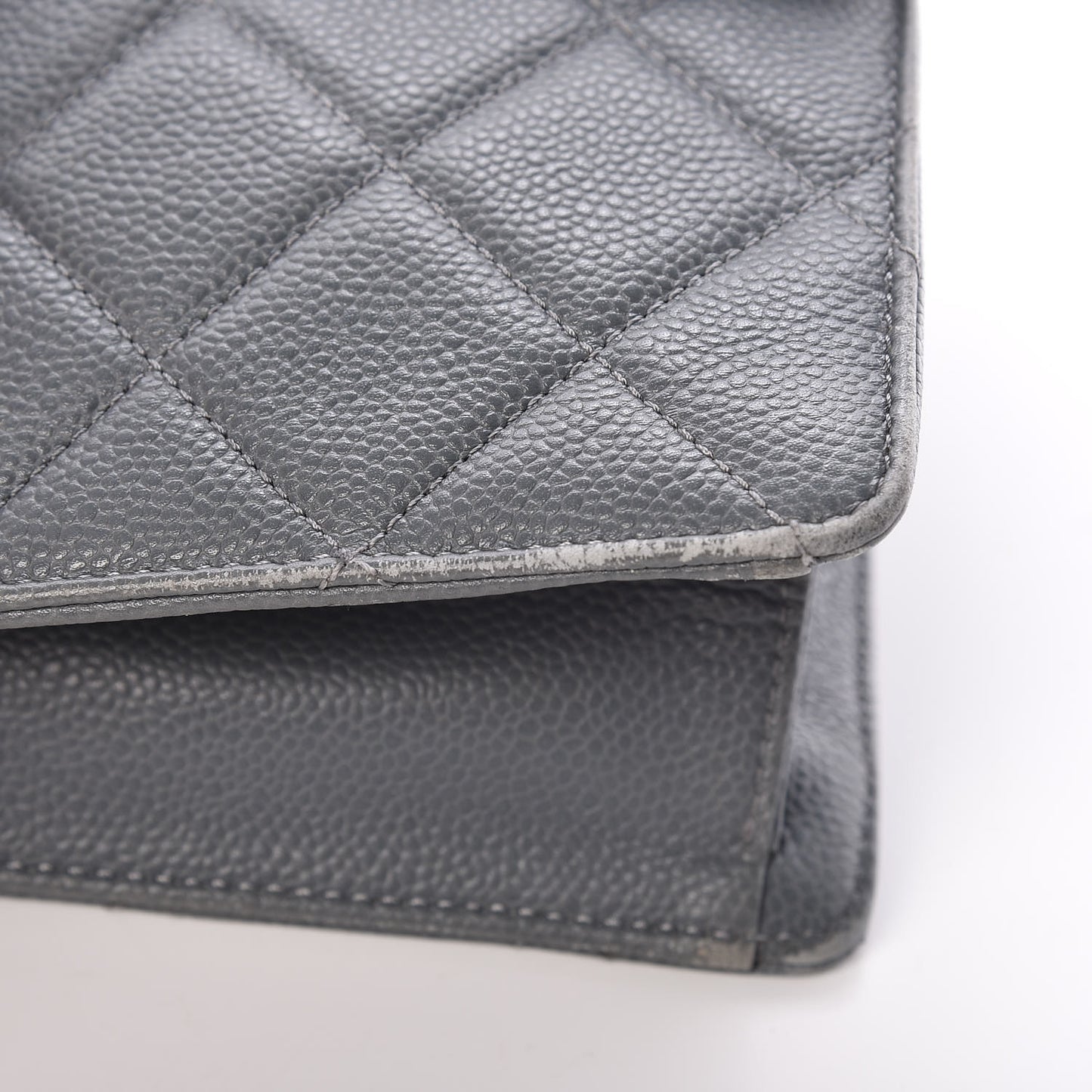 Caviar Quilted Large Retro Class Flap Grey