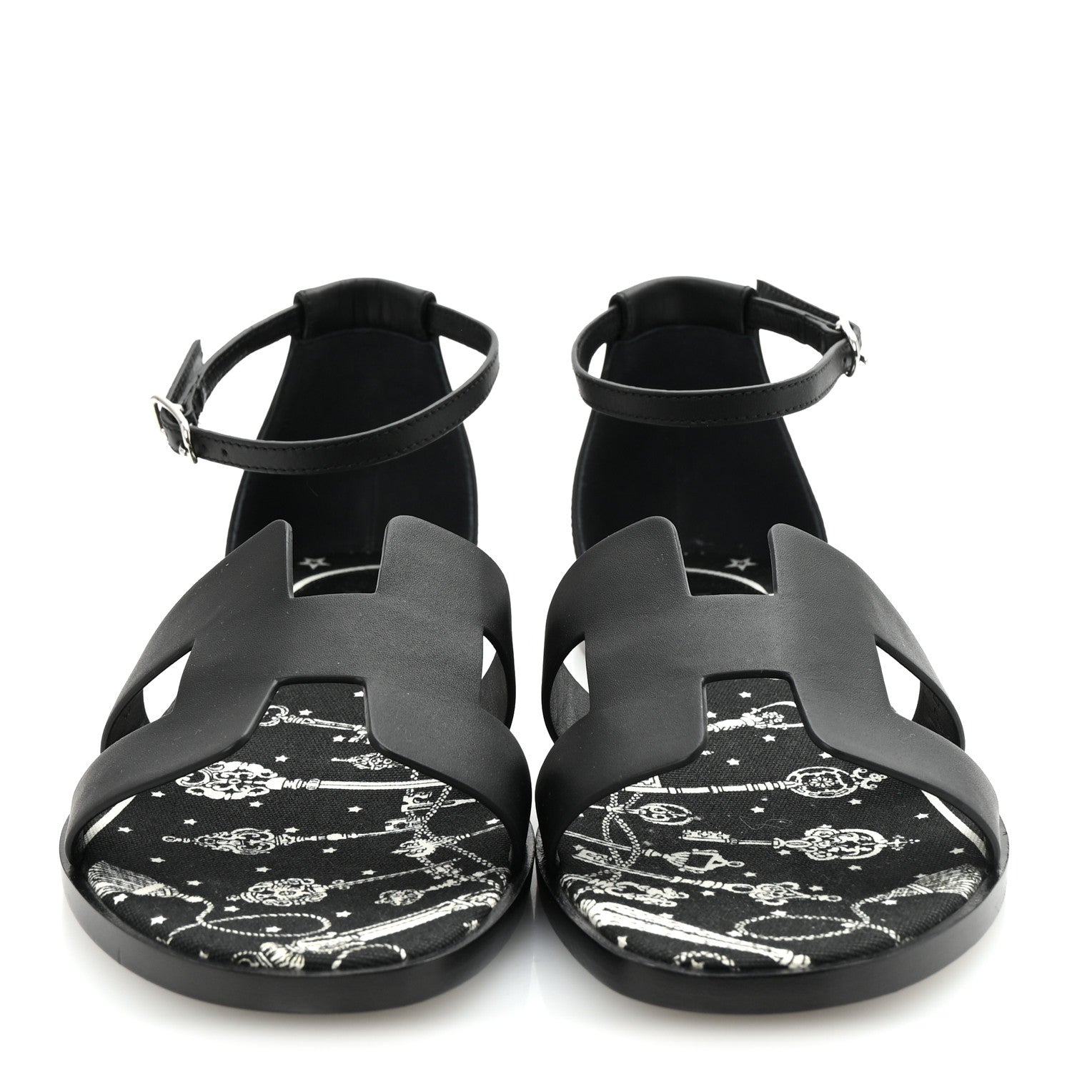 Hermes Calfskin Santorini Sandals 38 Black 3 of 10