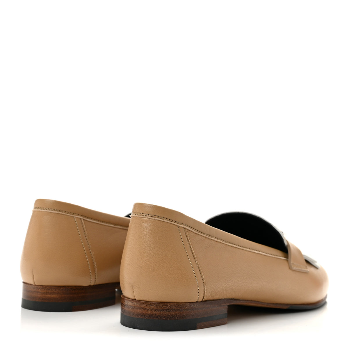Hermes Goatskin Womens Royal Loafers 38 Beige Argile White 5 of 9