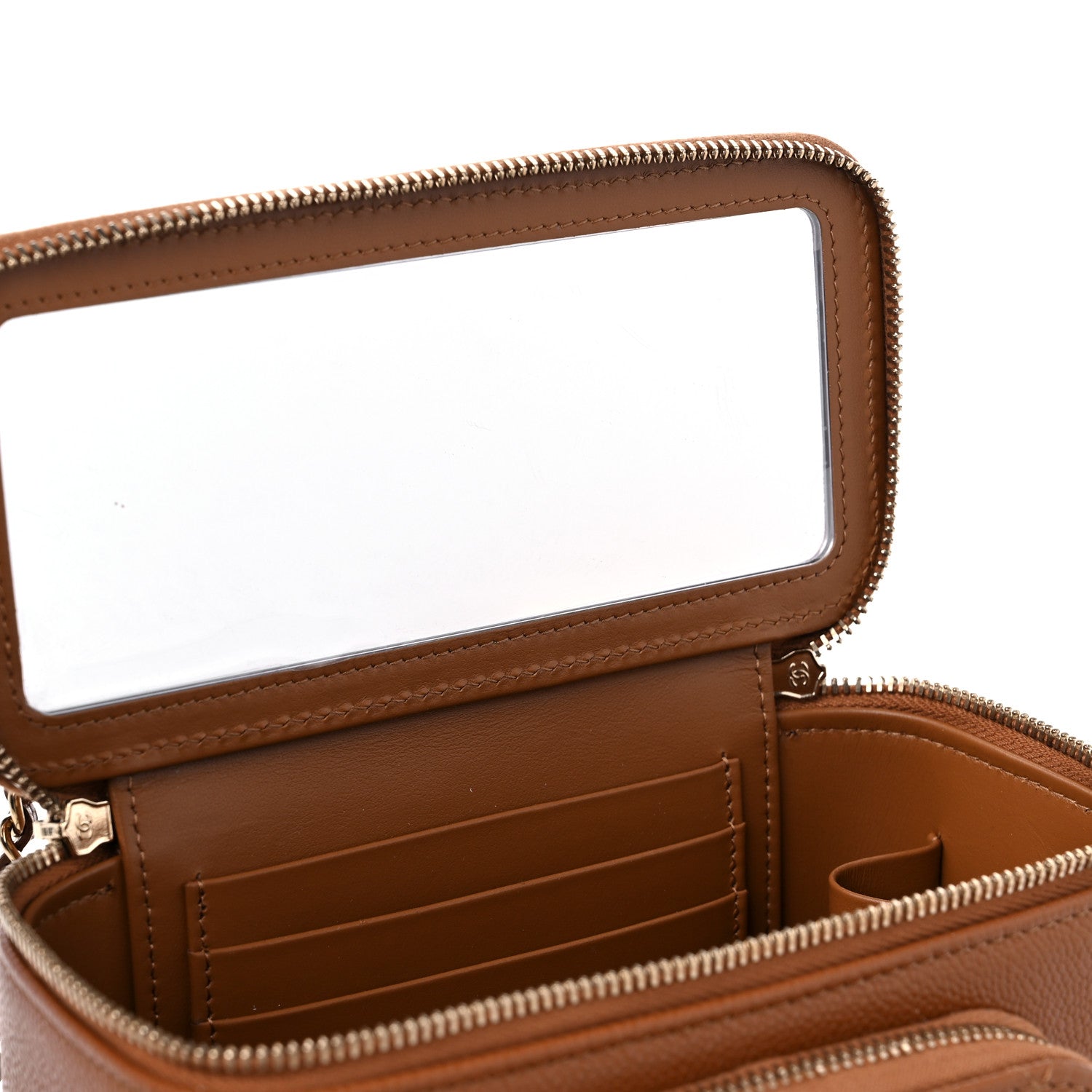 Chanel Caviar Quilted Top Handle Pocket Vanity Case Camel 10 of 10