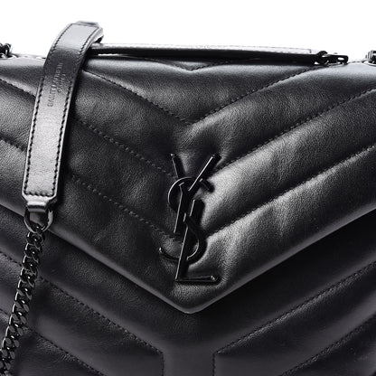 Saint Laurent Calfskin Y Quilted Monogram Small Loulou Chain Satchel Black 7 of 10