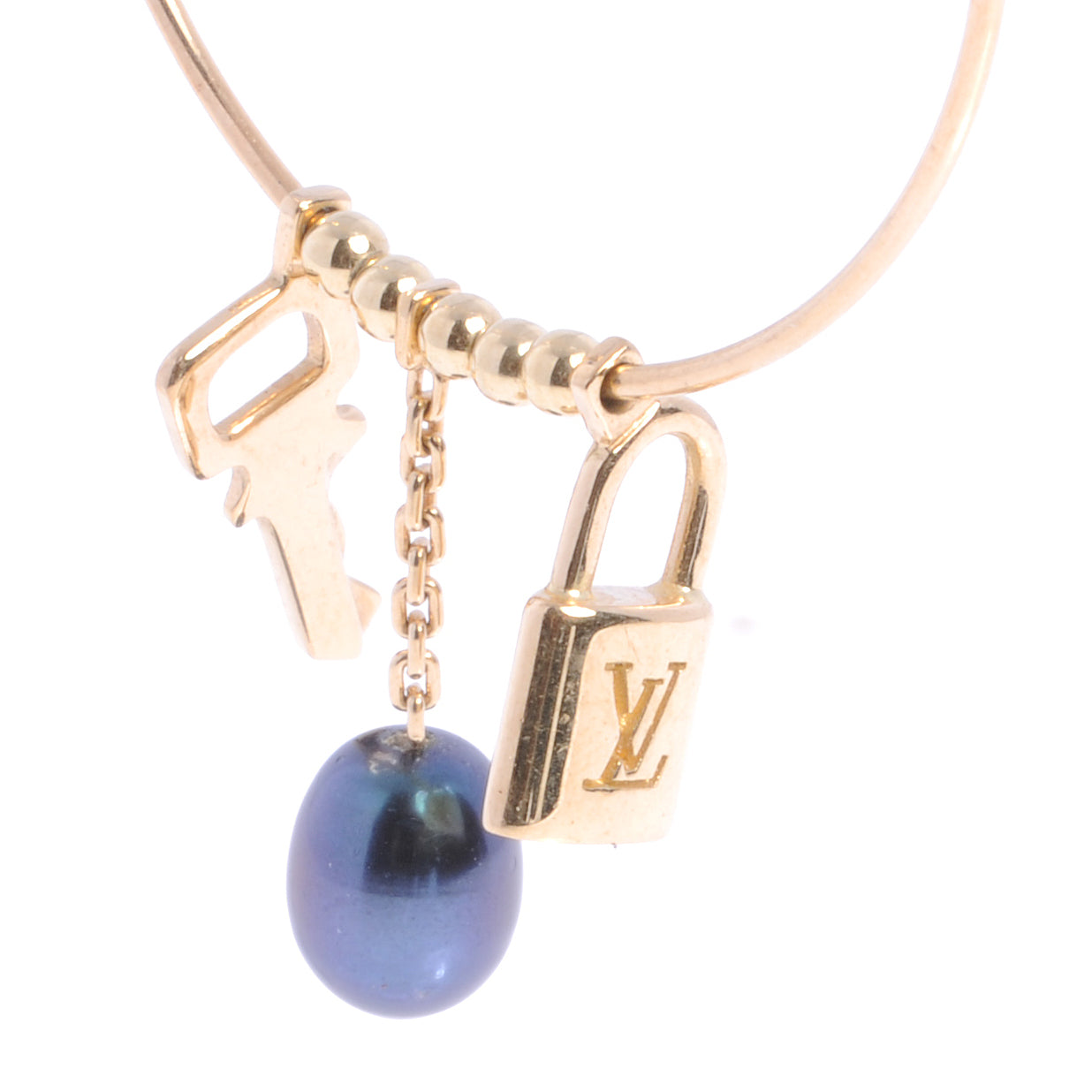 18k Yellow Gold Pearl Monogram Hoop Earrings