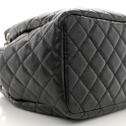 Chanel Caviar Flat Quilted CC Chain Bucket Drawstring Bag Black 9 of 10