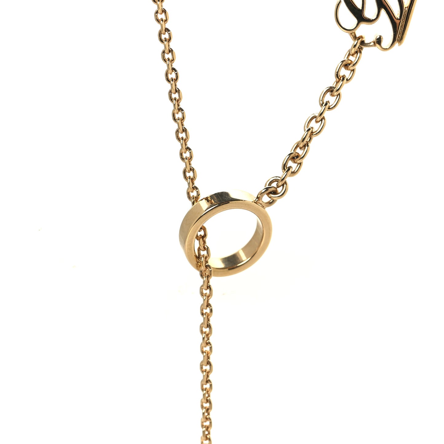 Metal Logo Lariat Necklace Gold
