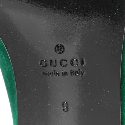 Gucci Softy Velvet Horsebit Mens Jordaan Loafers 9 Green Gemstone Black 7 of 11