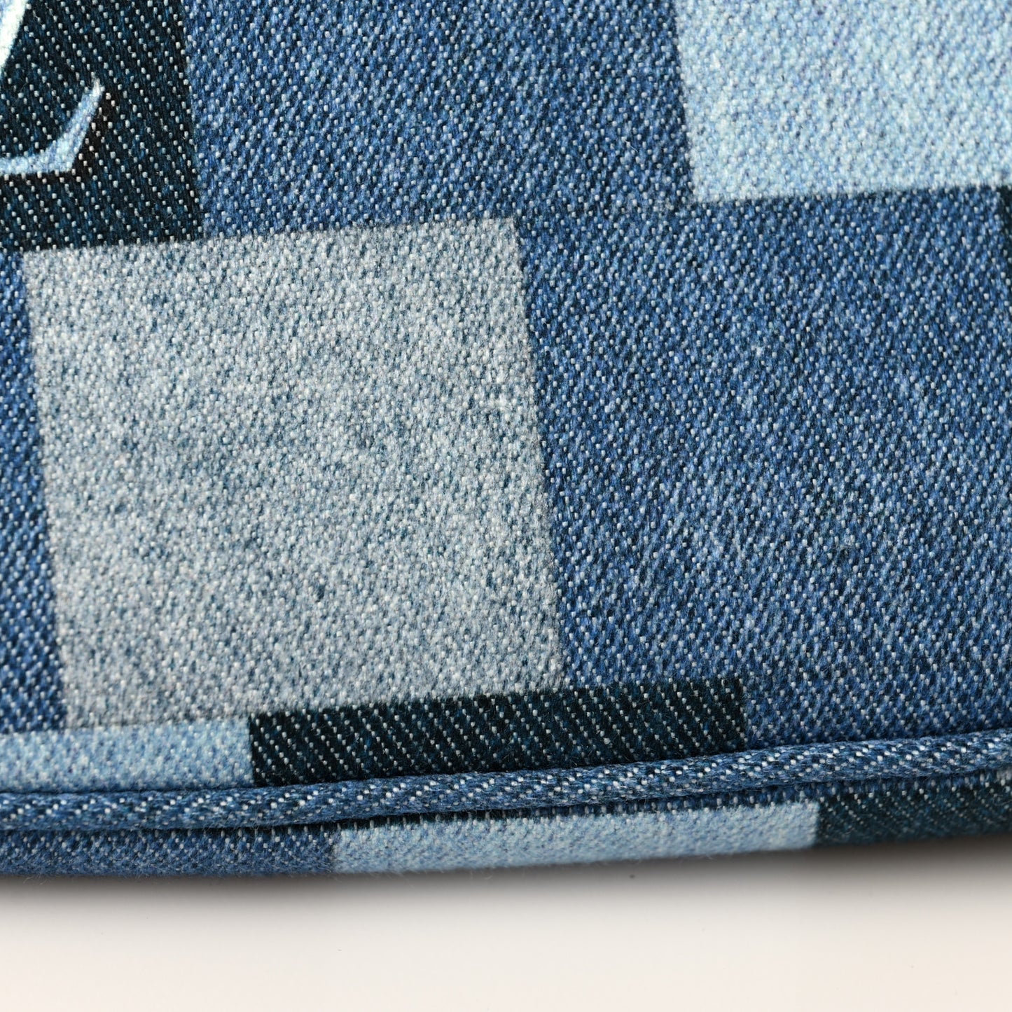 Denim Damier Monogram Patchwork Multi Pochette Accessories Blue Rouge