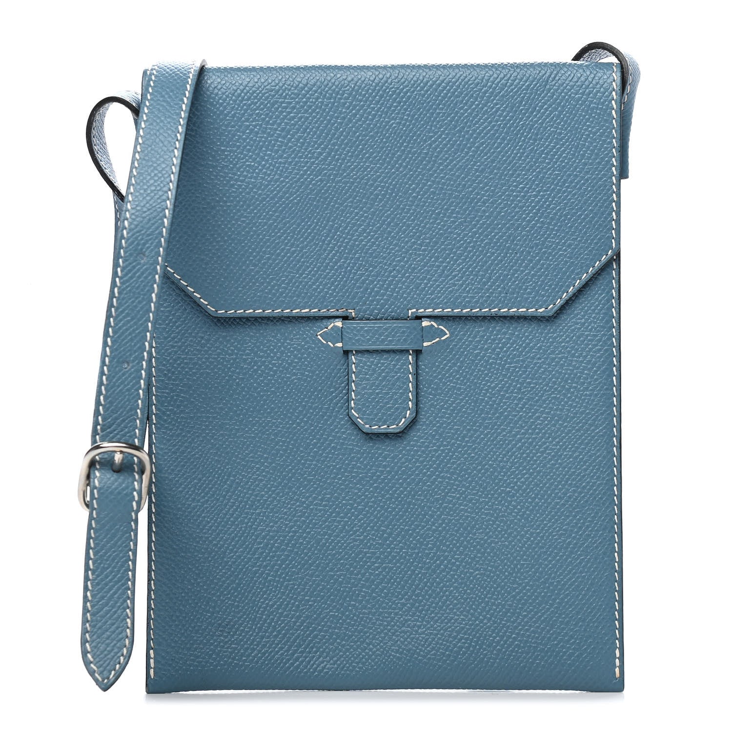 Hermes Courchevel Amelie Flat Pochette Blue Jean 1 of 9