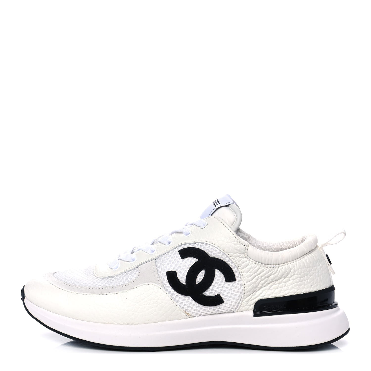 Chanel Calfskin Mesh Lycra Suede Womens Logo Sneakers 40 White 1 of 9