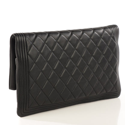 Chanel Lambskin Quilted Beauty CC Boy Clutch Black 3 of 7