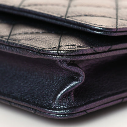 Chanel Iridescent Goatskin Quilted Wallet On Chain WOC Purple 11 of 12