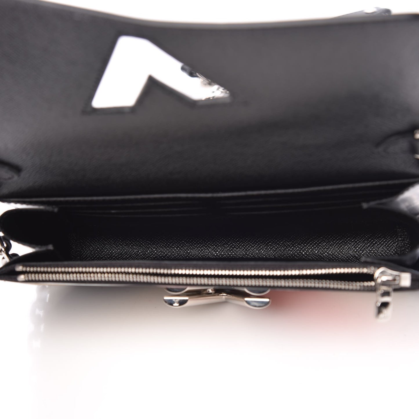 Epi Reverse Monogram Twist Chain Wallet Rose Ballerine