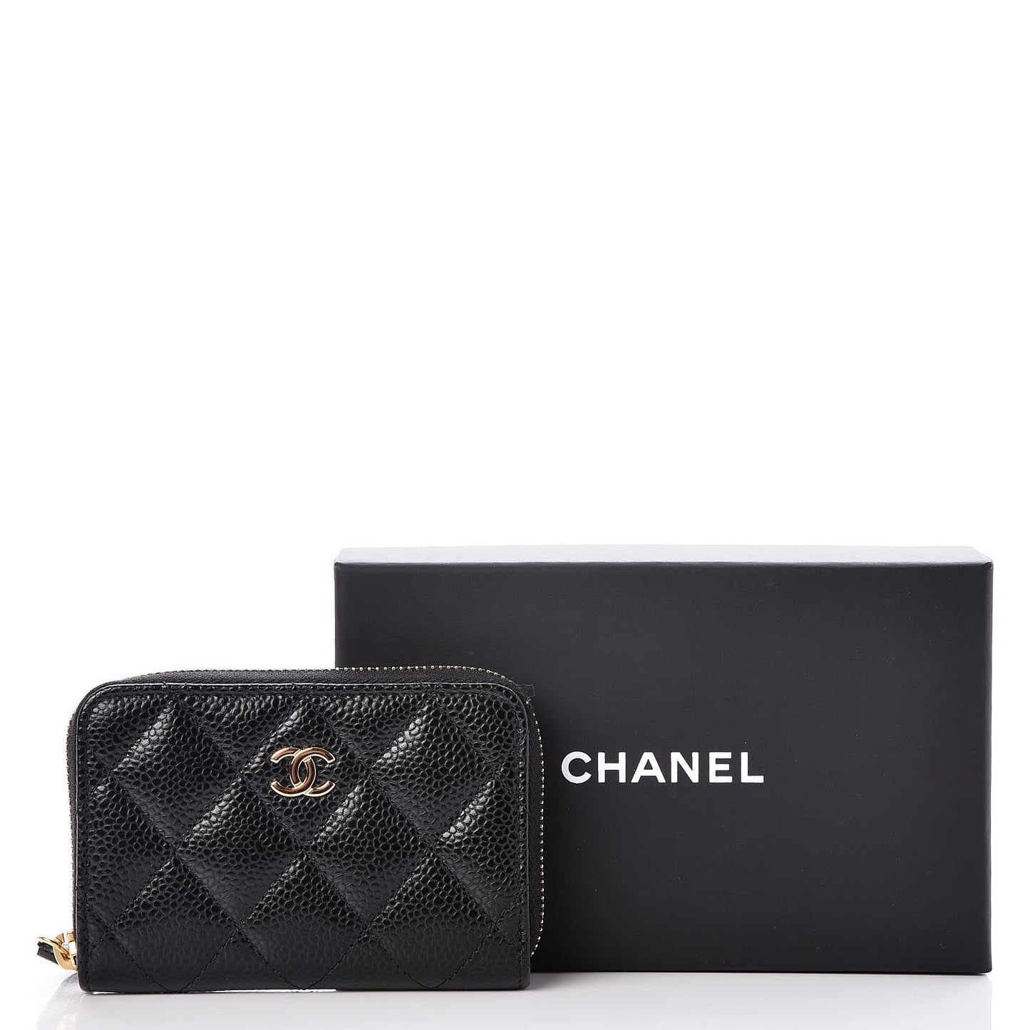 Caviar Quilted Zip Coin Purse Black