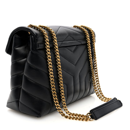 Saint Laurent Calfskin Y Quilted Monogram Small Loulou Chain Satchel Black 3 of 9