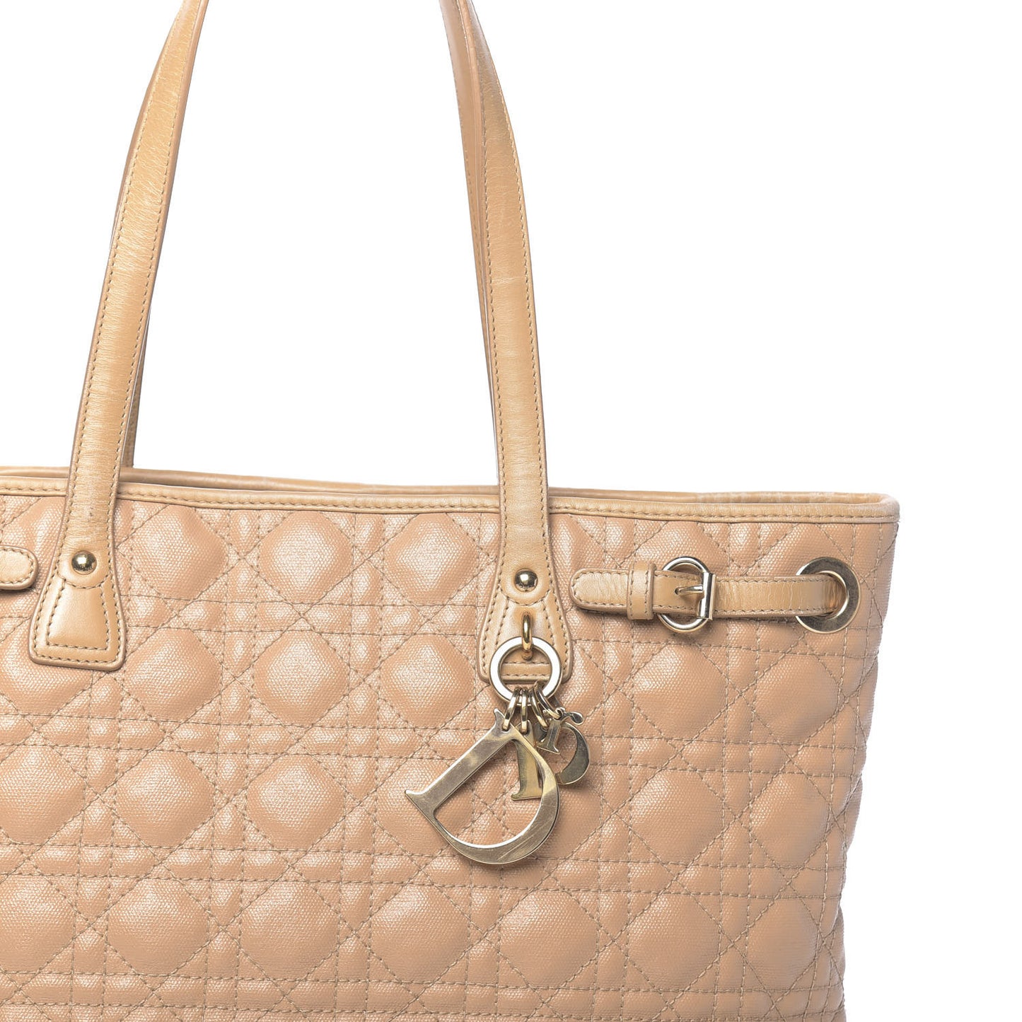 Coated Canvas Cannage Small Panarea Tote Beige