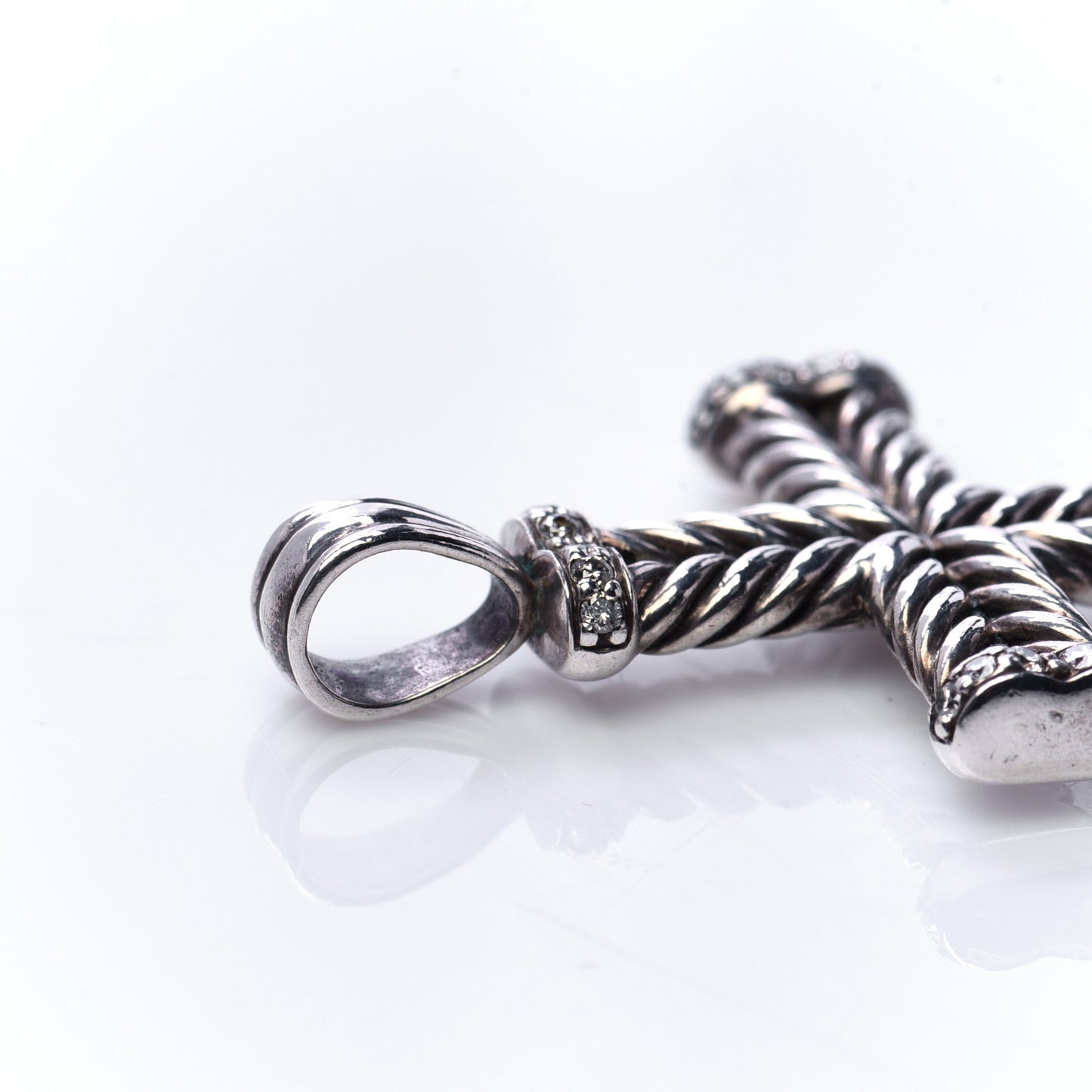 Sterling Silver Diamond Chevron Cross Pendant