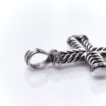 David Yurman Sterling Silver Diamond Chevron Cross Pendant 5 of 5