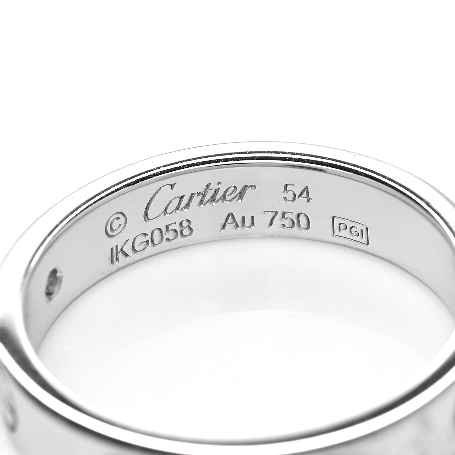 Cartier 18K White Gold Diamond 4mm LOVE Wedding Band Ring 54 6.75 7 of 8