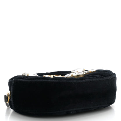 Gucci Velvet Matelasse Marquise Crystals GG Marmont Belt Bag 75 30 Black 5 of 12