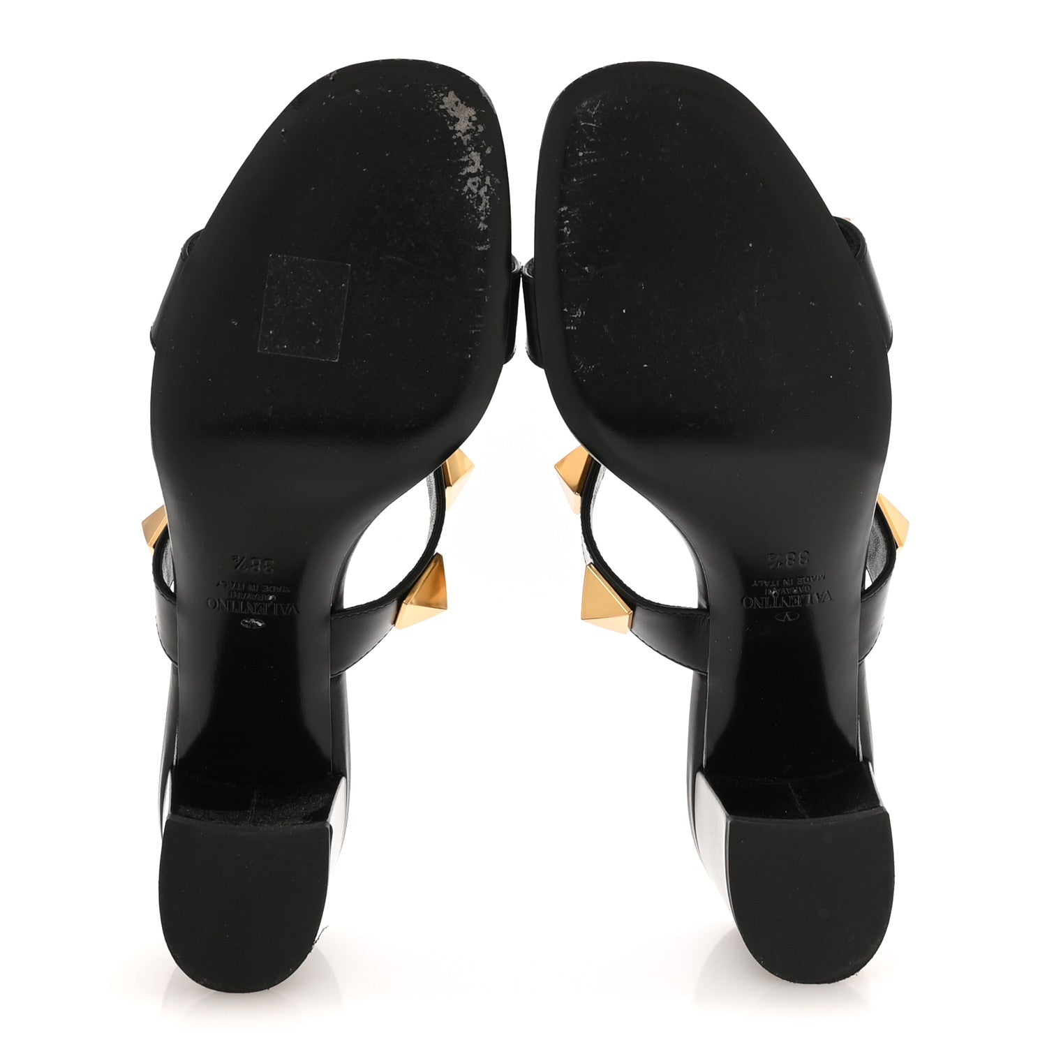 Valentino Garavani Calfskin Roman Stud 60mm Slide Sandals 38.5 Black 6 of 9