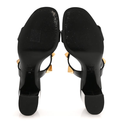 Valentino Garavani Calfskin Roman Stud 60mm Slide Sandals 38.5 Black 6 of 9