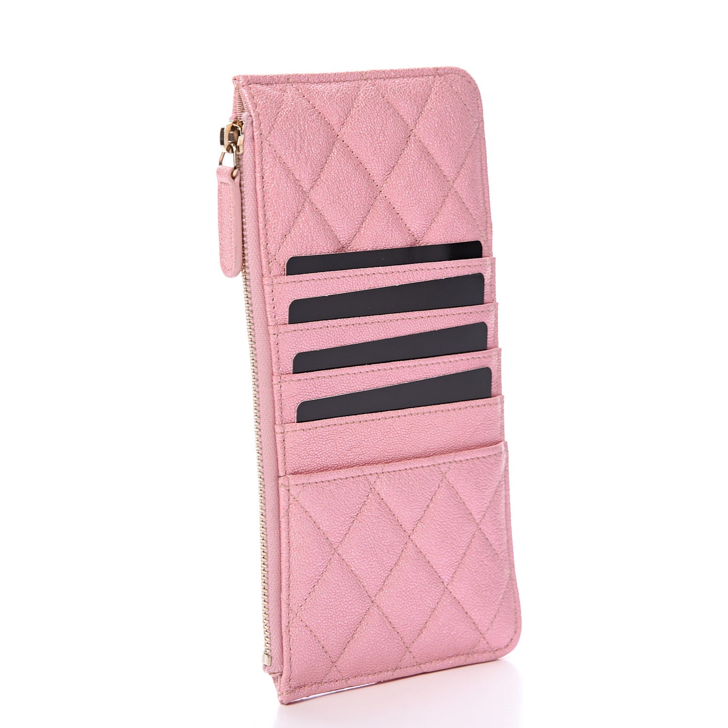 Iridescent Caviar Quilted Classic iPhone Pouch Rose Pink
