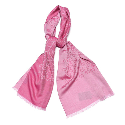 Gucci Wool Silk GG Monogram GGNat Scarf Roseate 1 of 5