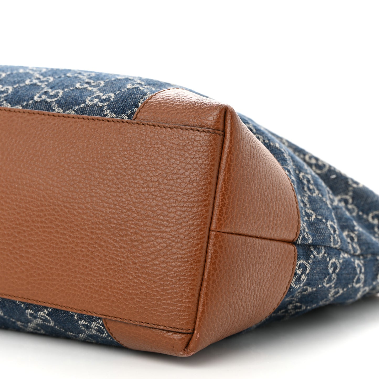 New Denim GG Monogram Medium Ophidia Shopping Tote Blue Tea Cuir