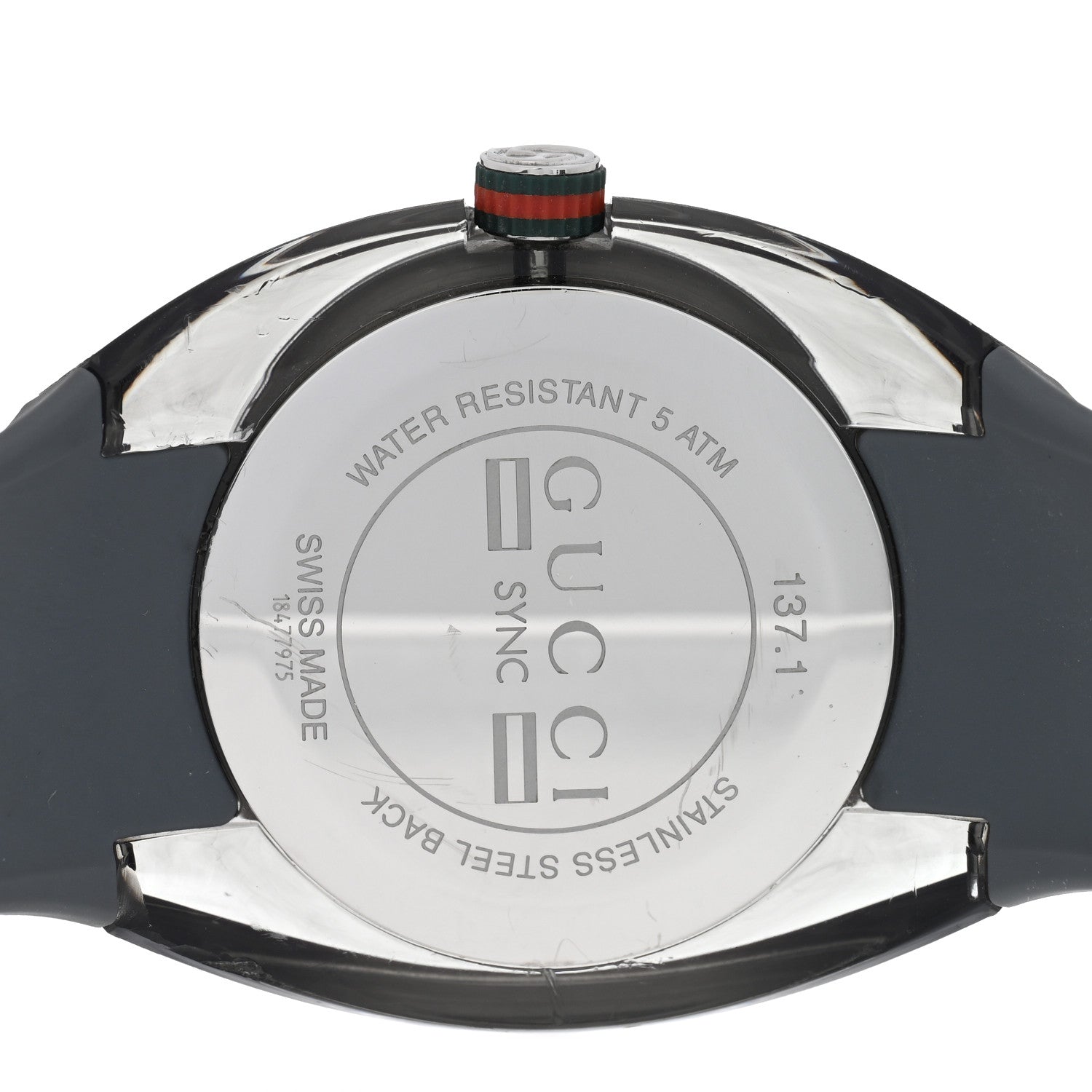 Gucci Stainless Steel Rubber 46mm Sync Web Quartz Watch Grey 4 of 4