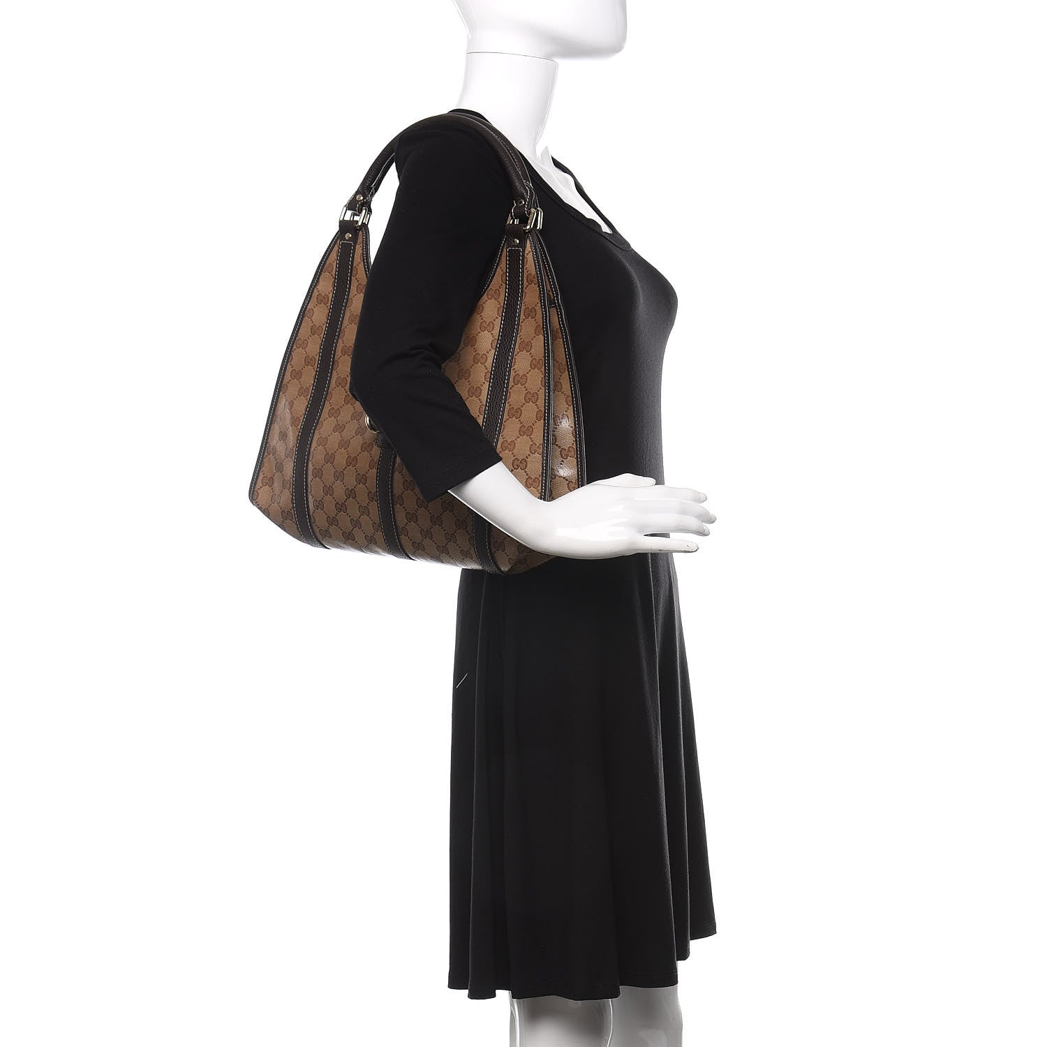 Gucci Crystal Monogram Medium Joy Shoulder Bag Dark Brown 2 of 10