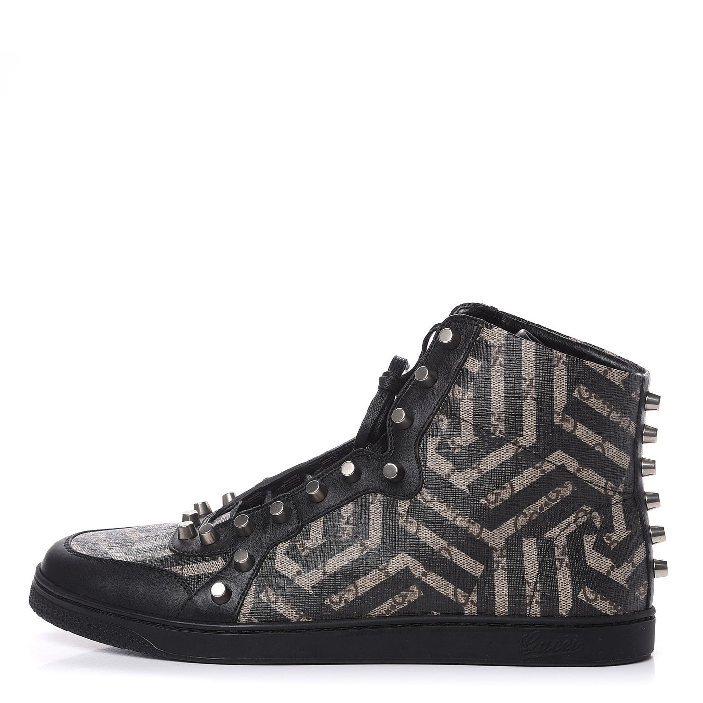 GG Supreme Monogram Caleido Studded Mens High Top Sneakers 10 Black