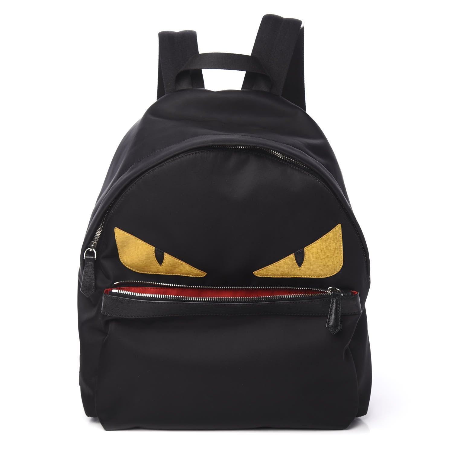 Fendi Nylon Vitello Elite Monster Eyes Rounded Backpack Black Yellow 1 of 9