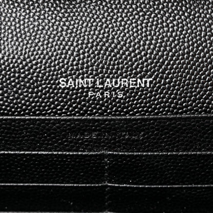 Saint Laurent Grain De Poudre Matelasse Chevron Monogram Chain Wallet Black 6 of 10