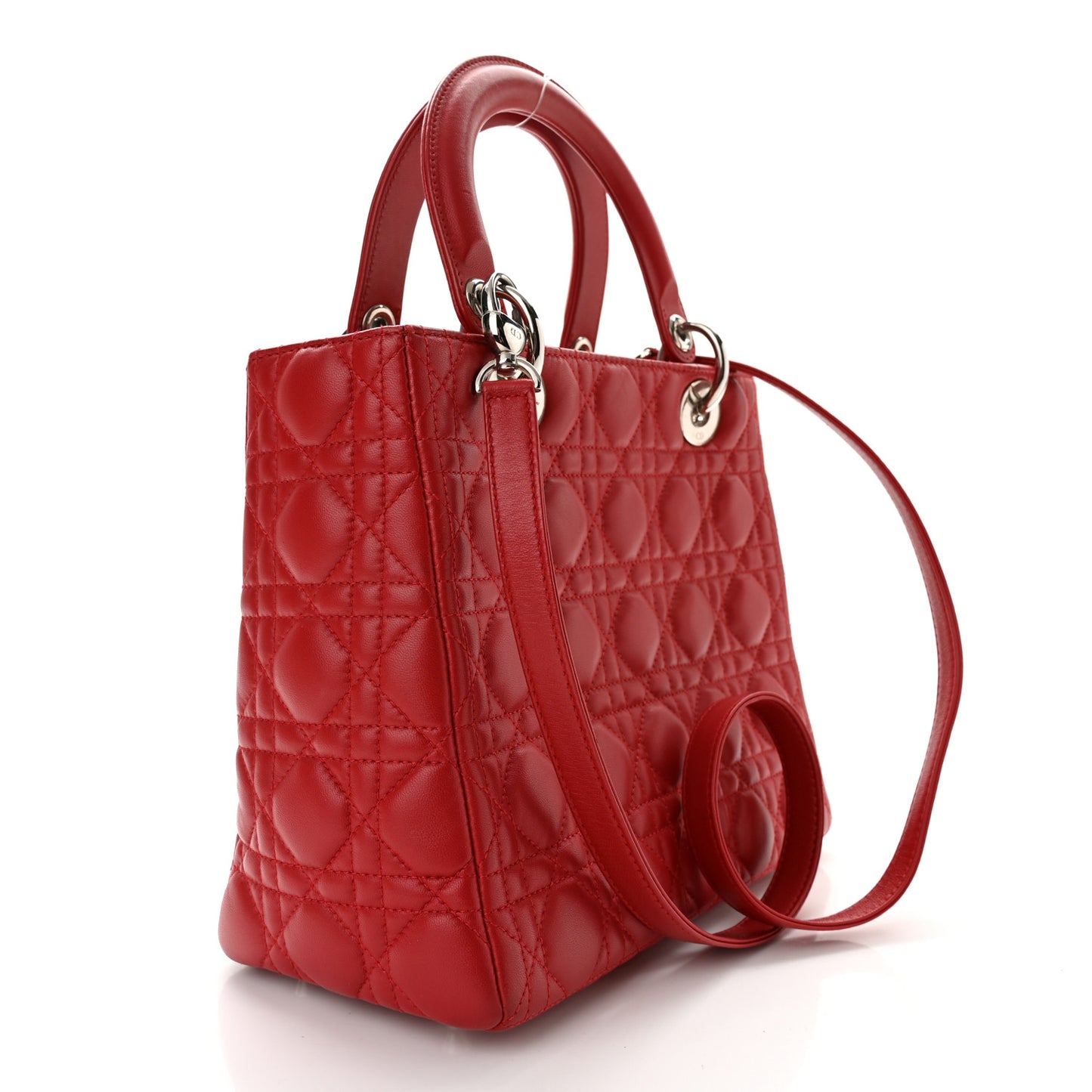 Lambskin Cannage Medium Lady Dior Red