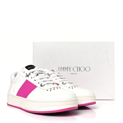 Jimmy Choo Calfskin Vinyl Striped Hawaii Flatform Sneakers 39 White Fuchsia 9 of 9