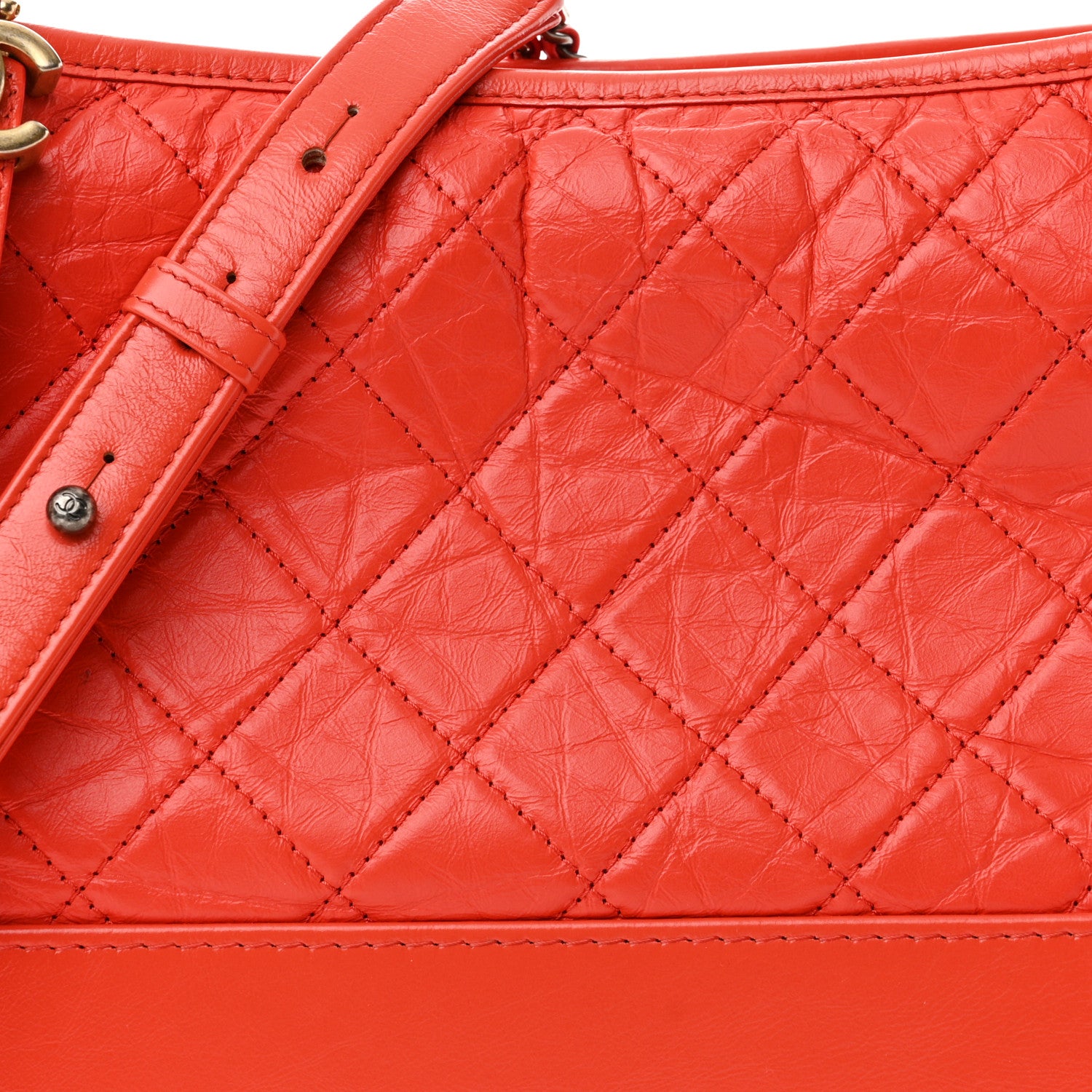 Chanel Aged Calfskin Quilted Medium Gabrielle Hobo Red 8 of 11