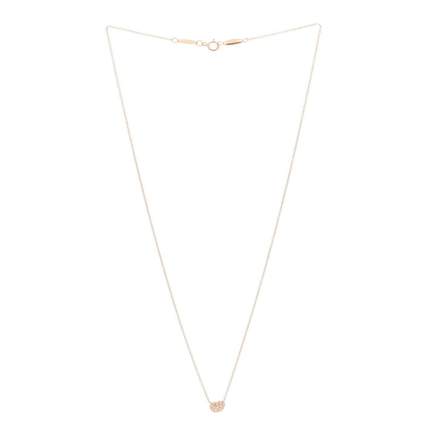 18K Rose Gold Diamond Mini Elsa Peretti Bean Pendant Necklace
