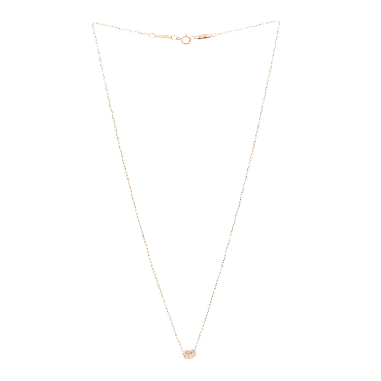 Tiffany 18K Rose Gold Diamond Mini Elsa Peretti Bean Pendant Necklace 3 of 5