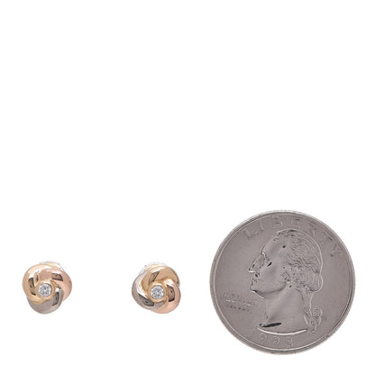Cartier 18K Pink Yellow White Gold Diamond Trinity Stud Earrings 2 of 4