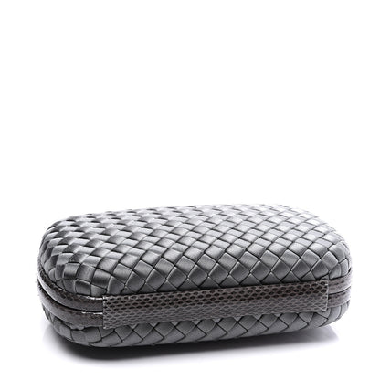 Bottega Veneta Satin Ayers Intrecciato Chain Knot Clutch Grey 3 of 8
