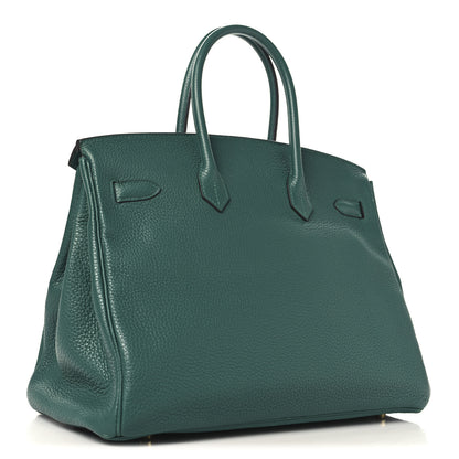 Hermes Taurillon Clemence Birkin 35 Malachite 3 of 17