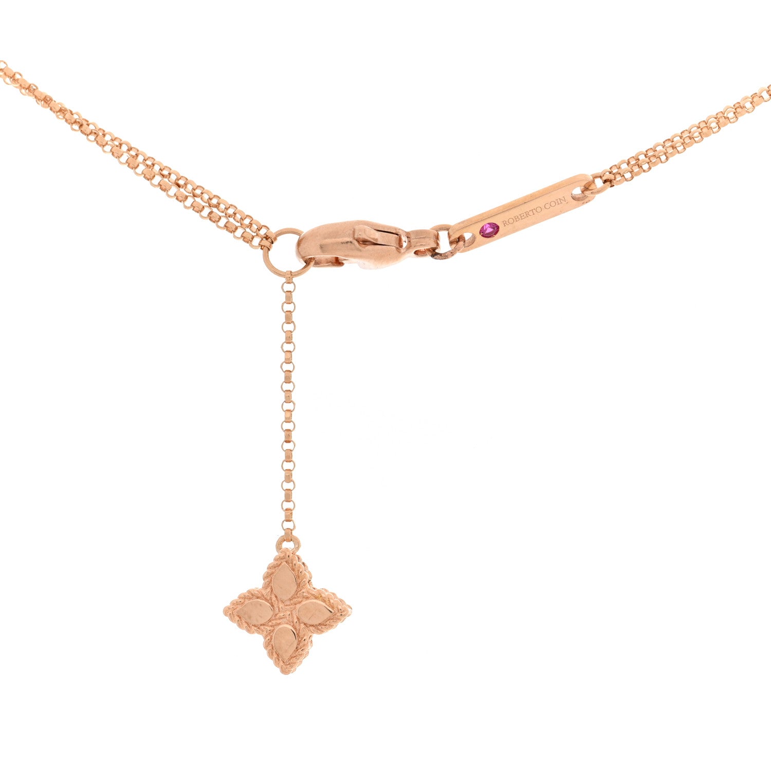 Roberto Coin 18K Rose White Gold Large Princess Flower Pendant Necklace 4 of 4