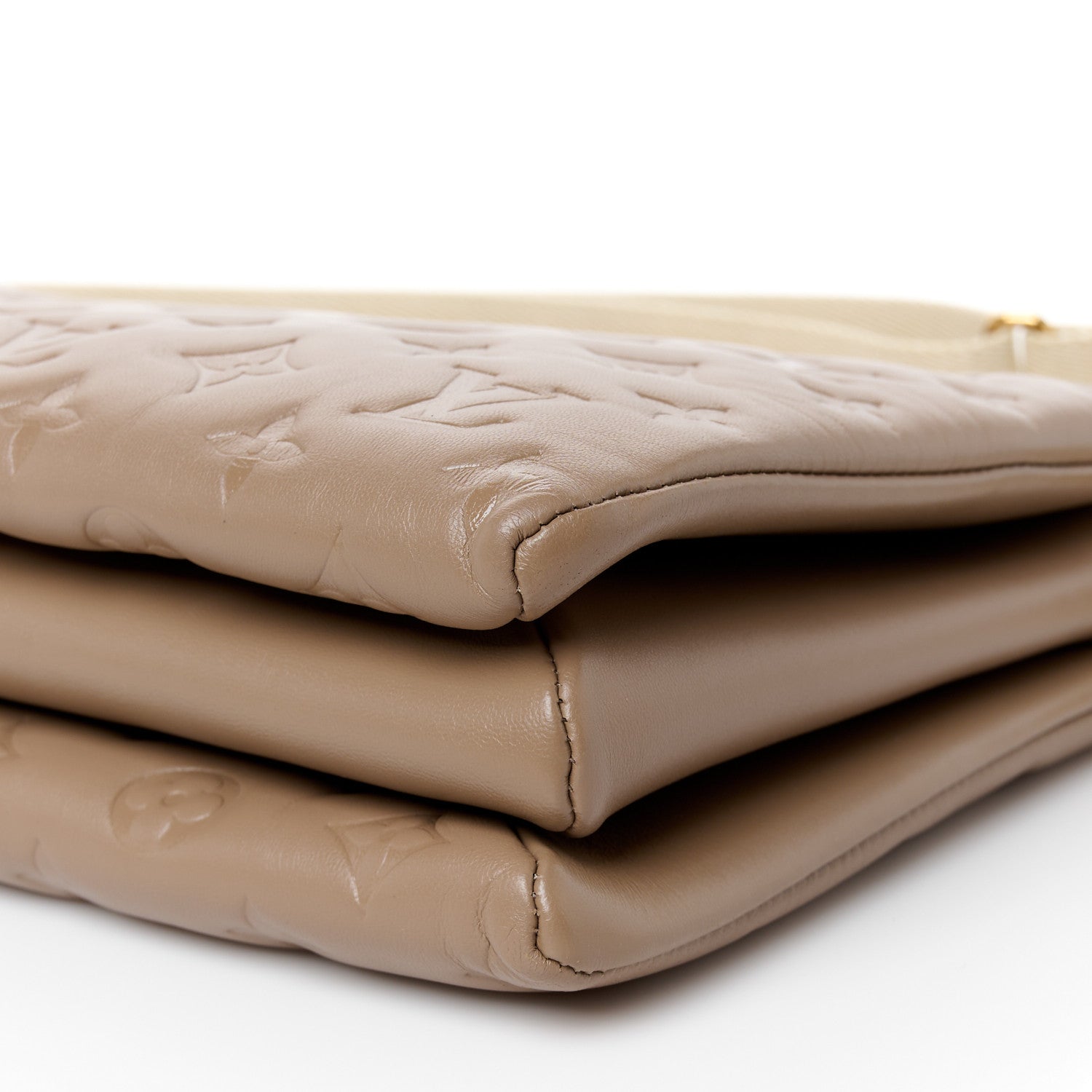 Louis Vuitton Lambskin Embossed Monogram Coussin MM Taupe 11 of 11