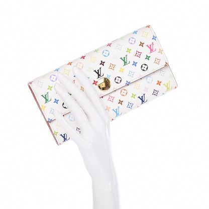 Louis Vuitton Monogram Multicolor Sarah Wallet White Orange 2 of 9
